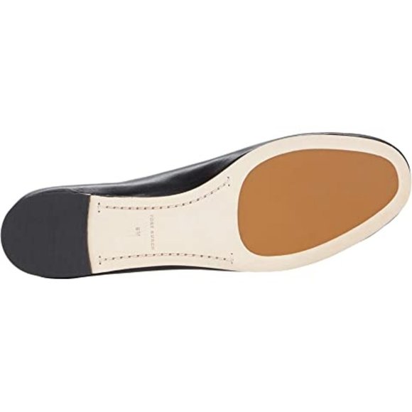 Tory Burch Enamel Logo Leather Ballet Flats Perfect Black Gold Heel Details - Picture 12 of 15